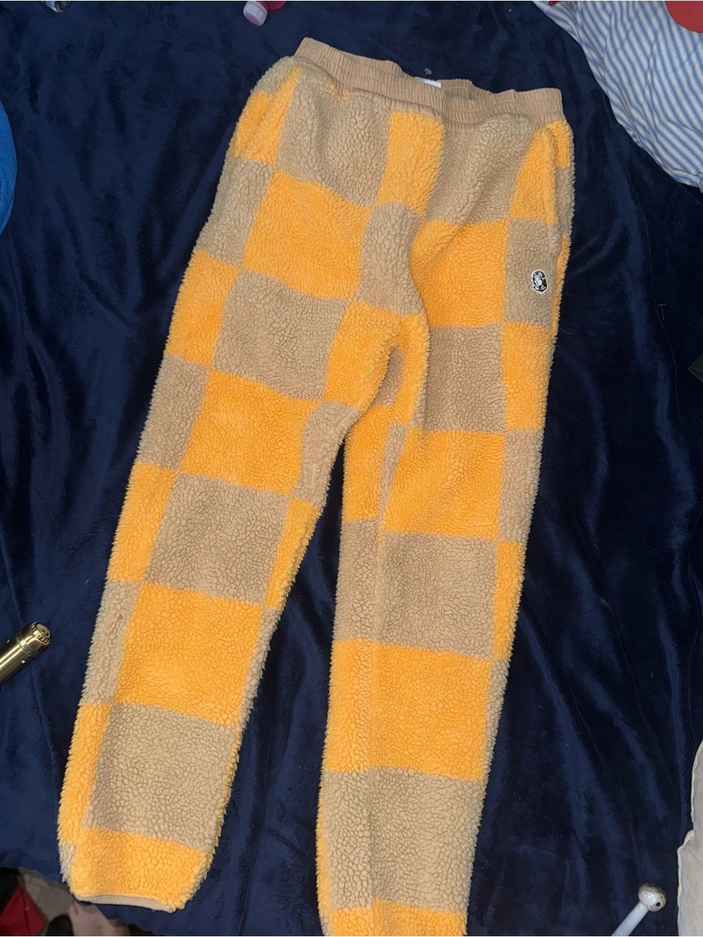 Billionaire Boys Club MENS Checker Sherpa Joggers - Yellow & Tan